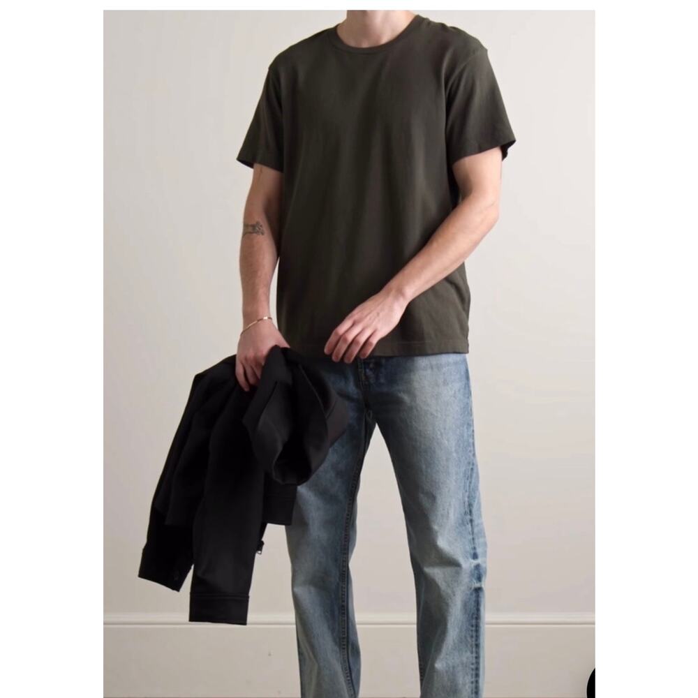 Nili Lotan Men’s Bradley Green Cotton Jersey T-Shirt XL